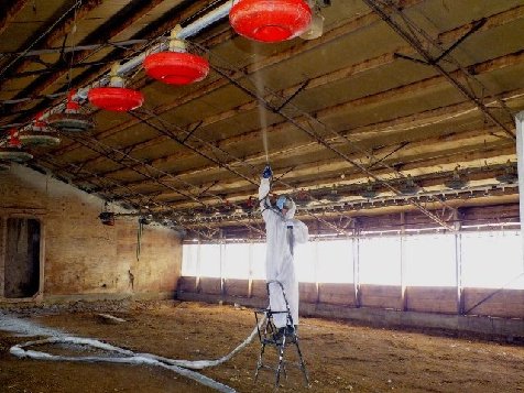Poultry barn metal roof sealed against condensation and leaks