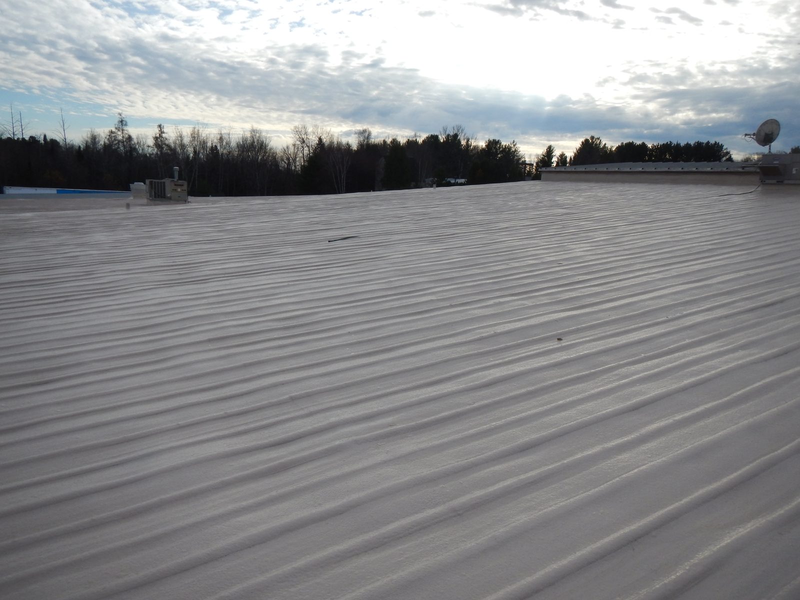 Completed polyurea metal roof waterproofing project